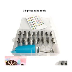 Baking Pastry Tools Bag Tips 38 Pcs/Set Bags Add 32 Nozzle Set Cookie Cake Decorating Kitchen Diy Icing Pi Cream Reusable Drop Del Dh0Ou