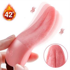 Giocattoli sessuali Massaggiatore Riscaldamento Leccata di lingua Vibratore 10 modalità per Stimolatore clitorideo femminile G Spot Dildo Masturbatore per capezzoli Vibratori Giocattoli per donne