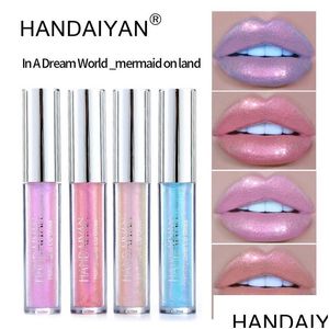 Lip Gloss Handaiyan Plump It Plumper Lipgloss Liquid Crystal Laser Labbra olografiche Bagliore Impermeabile Lon Lasting Shimmer Sirena Pigm Dhimu