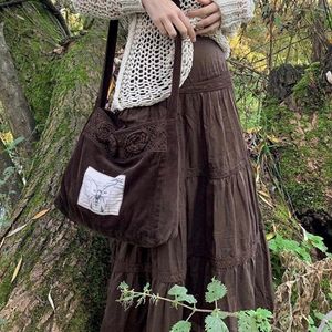 Röcke Vintage Brown Long Plissee Y2K Fairy Grunge Kawaii Highwaisted Midi Frauen Koreanisch Harajuku Retro Mall Goth Kleidung 230110