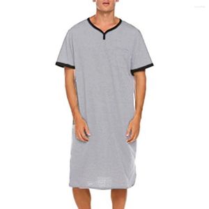 Mäns Sleepwear Mens Nightdress Short Sleeve Nightgown Nightshirts Robes Casual Loose Bathrobe Skin Friendly Pyjamas Shirts A50
