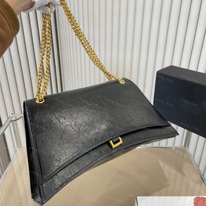 デザイナーショルダーバッグ Balck 高級ハンドバッグブラックゴールドチェーントート女性のファッション砂時計バッグビッグサイズクロスボディ財布