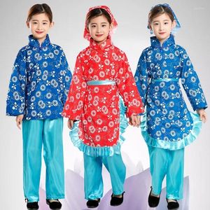 Scenkläder kinesiska traditionella kläder för små landsflickor kostym Hanfu Ancient Folk Dance Clothes