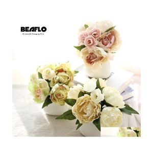 Dekorativa blommor kransar bröllop bukett konstgjorda siden blommor pion Peony Fake Table Decoration Accessories Arrangement Home Garden Dhpou