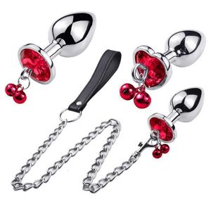 Sex toys Massager S/m/l Sizes Metal Anal Plug Bells with Chain Smooth Touch Stimulator Toys for Women Man Games Products