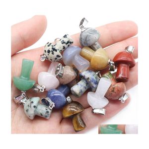 Party Favor Crystal Stone Mini Mushroom Pendant Natural Chakra Diy Necklace Accessories 2cm Drop Delivery Home Garden Festive Supplie DHK8B