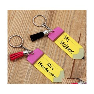 Party Favor Personalized Blank Letter Tassel Key Chain Teachers Day Pencil Acrylic Drop Delivery Home Garden Festive Supplies Event Dhxj5