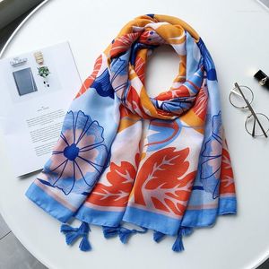 Schals 2023 Ombre Blumendruck Quaste Schal Schals Mode Baumwolle Floral Wrap Schalldämpfer Hijab Großhandel 10 teile/los