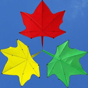 Kites Outdoor Fun Sports Power Maple Leaf Red Green Kite With Handle And Line Good Flying 0110