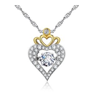 Pendant Necklaces 1 Piece Hanging Crown Shape Water-wave Chain Necklace Setting Cubic Zirconiasilver And Golden Color For Women