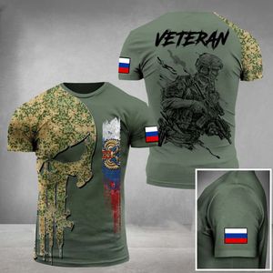Herr thirts vintage ryska flagga 3d tryck tshirts sommar Ryssland veteran streetwear oneck kort ärm lös t -shirtkläder 230110