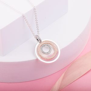 925 Серебряные серебряные двухцветные кружки подвесной колье подходит для ювелирных украшений в стиле Pandora Pandora