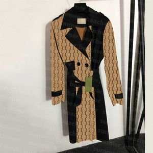 Brevtryck Trenche Coat Suede Tyg Long Coats Women Winter Windsectow Jacket Designer Fashion Ytterkläderjackor