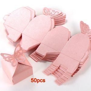 Confezione Regalo 50pz Decorazione Farfalla Boite a Dragees Matrimonio Battesimo Nascita Rosa 230110