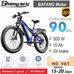 Elektrikli Bisiklet 26 inç E Dağ Bisikletleri Ebike 500W Bafang Motorlu Moped 3.0 Yağ Lastik Bisikleti 15AH 48V Lityum Pil MTB Tam Süspansiyon E-Bikes