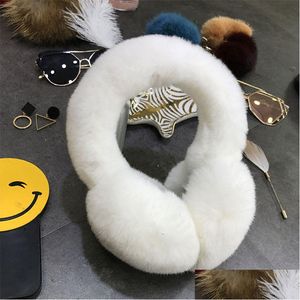 Bandas de cabe￧a para os ouvidos quentes para o inverno macio peur rex p￪los de coelho moda MicTolored Plexh