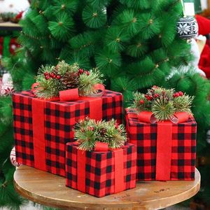 GREST PROMENTO 3PCS/Set Christmas Decoration Box Tree Ornament Iron Art Home ao ar livre para decoração de festa Navidad Xams