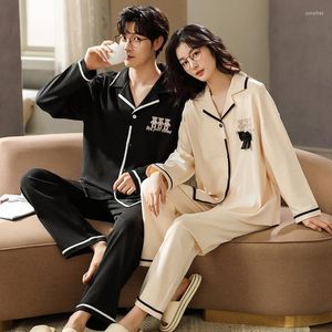 Мужская одежда для сна кухэн корейские пары пижамы устанавливают мультипликационные аниме аниме весенняя осенние женщины Мужчины Паджама 2 куски домашняя одежда для ночной рубашки костюм