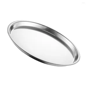 Plates Plate Metal Steel Stainless Dish Tray Serving Camping Round Fruit Platter Foodsnack Dinner Pan Pizza Steak