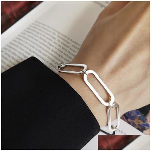 سوار سلسلة هندسية فضية جديدة للنساء 100 925 Sterling Sier Irregar Buckle Bracelets مجوهرات الهدايا إسقاط تسليم غرامة DH6QV