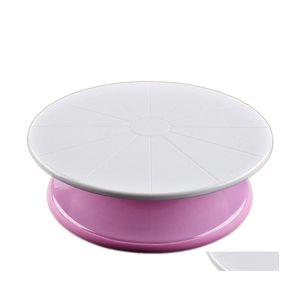 Baking Pastry Tools 29Cm Plastic Cake Turntable Rotating Decorating Antiskid Round Stand Rotary Table Easy To Store Detachable Bak Dhhm3