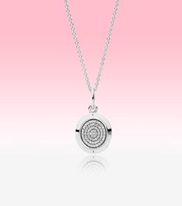 CZ Diamond Disc Pendant Necklace Women Mens Fashion Sieraden voor Pandora 925 Sterling Silver Chain Kettaties met originele geschenkdoos4495917