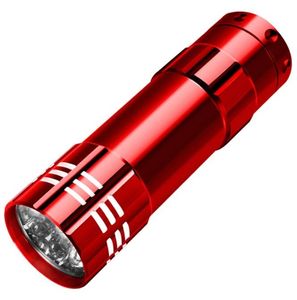 Mini 9led el feneri alüminyum alaşım UV ultra menekşe meşaleler taşınabilir anahtarlık 9 LED el feneri siyah ışığı meşale ışık lambası