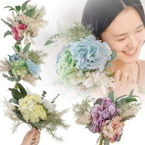 Decorative Flowers Party Supplies Wedding Ornament Faux Plant Grass Floral Arrangement Lifelike Pampass Artificial Hydrangea