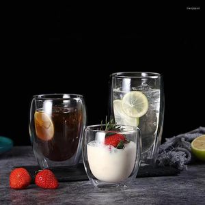 Wine Glasses Double Bottom Wall Glass Coffee Cup Whiskey Tea Thermal Heat Resistant Cocktail Vodka S Mug Drinkware Tumbler Set.