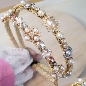 Headbands Good Quanlity Version White Pearls Beading Golden Hairband Women Headwear Party Princess 221107 Drop Delivery Jewelry Hairj Dhano