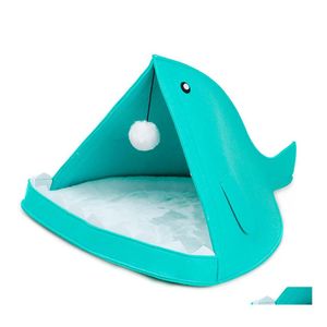 Letti per gatti Mobili Portatile Pieghevole Pupply House Divertente Fishtype Pet Nestcute Felt Nest Dog Basket Cave Drop Delivery Home Garden S Dhhjz