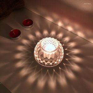 Держатели свечей очистить хрустальный держатель Tealight Glass Worwive Lotus Seat Base для медитации День Благодарения Декор дома