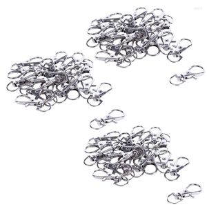 Keychains 60pcs lagosta de metal gatilho giro giratório ganchos de clipe jóias de fivela fazendo artesanato artesanal chaveiro chaveiro de anel 35mm