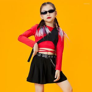 Stage desgaste para meninas Cheerleading Dance Clothes Performance Costume Crop Tops Salia Crianças Hip Hop Catwalk Moda DNV15708