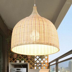 Pendant Lamps Energy Saver-Japan Style Hand Woven Rattan Light For Restaurant Bedroom Rustic Art Lampadario Industrial Lampes