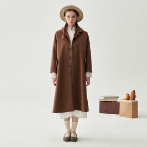 Women's Wool Blends Leorlax Original Design Sense Doll Collar A Line Long Single Sided Woolen Coat Simple Literary Winter J0018 230109