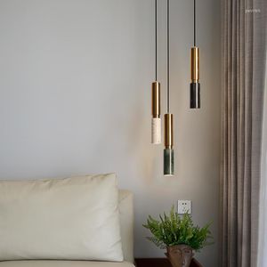 Pendant Lamps Modern Small Minimalist Chandelier Lighting For Bedroom Bedside Dining Room LED Lamp Marble Single-headed Indoor Home Fixtures