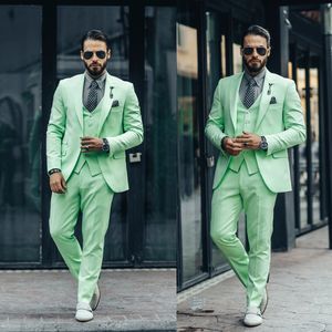 紳士3ピースメンウェディングタキシードミントグリーン衣装ウェディングパンツセットビジネスフォーマルウェア