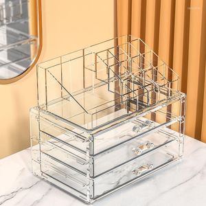 Storage Boxes Clear Cosmetic Organizer Jewelry Makeup Display Case For Vanity Bathroom Counter Or Dresser