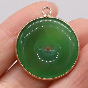 Pendant Necklaces Natural Stone Gem Malaysian Jade Round Holes Handmade Crafts DIY Necklace Earrings Jewelry Making Accessories Gift Party