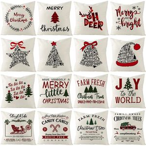 Christmas Decorations 45cm Cushion Cover Linen Pillowcase Merry For Home Xmas Ornaments Year Gifts Cristmas 2023
