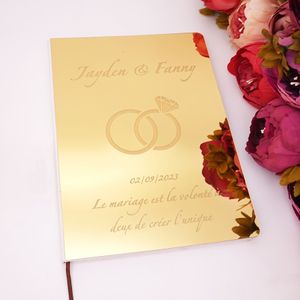 Другое мероприятие вечеринки поставляют на заказ акриловый зеркал свадьба гость двойные кольца пустые листы персонализированное имя