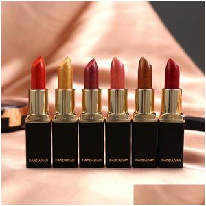 口紅Handaiyan Color Change Glitter Lipsticks Gold Bling Diamond Metal Hydrating Moisturizer簡単にメイクアップリップドロップデビューDHK5G