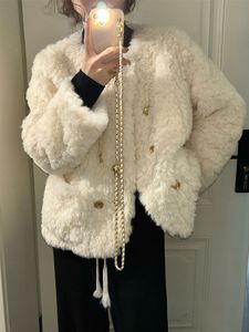 Women's Down Parkas Thick Warm Lamb Wool Coat Harajuku Loose Casual White Faux Fur Jacket Casacos Femininos Winter Gothic Clothing 230109