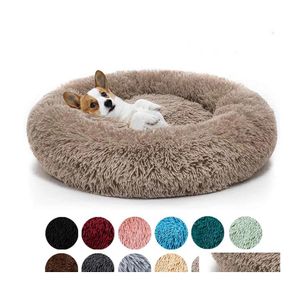 Zwinger Stifte Runde Weiche Große Katze Bett Fell Wärmende Haustier Hundebetten Für Kleine Mittelgroße Hunde Katzen Nest Winter Warm Slee Kissen Welpen Matte Dhw5H