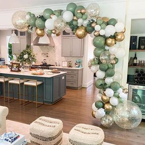 Andra dekorativa klistermärken Retro Color Bean Paste Green Balloon Arch Garland Kit Wedding Hawaiian Party Födelsedag Ballons Globos Dekoration 230110