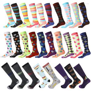 Men's Socks Peonfly Running Men Women Sports Compression Happy Support Nylon Unisex Outdoor Long Pressure Stockings High