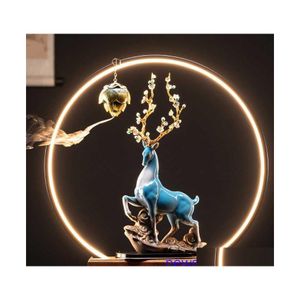 Arts and Crafts Factory Outlet Chinese Office Study TV Wine Cabinet Soft Decoration Garan Highend Ceramic Deer Ornaments DHD5T