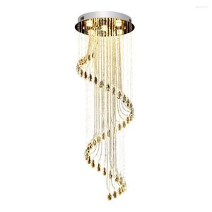 Żyrandole D50 H150cm spiralne schody Lampa żyrandola długie nowoczesne dupleks Villa Floor Duże kryształ salonu