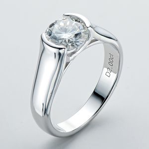 Solitaire Ring Iogou 2CT Diamond Solitiare Förlovningsringar för kvinnor 100 925 Sterling Silver Bridal Weddal Band Bezel Sätt 230109